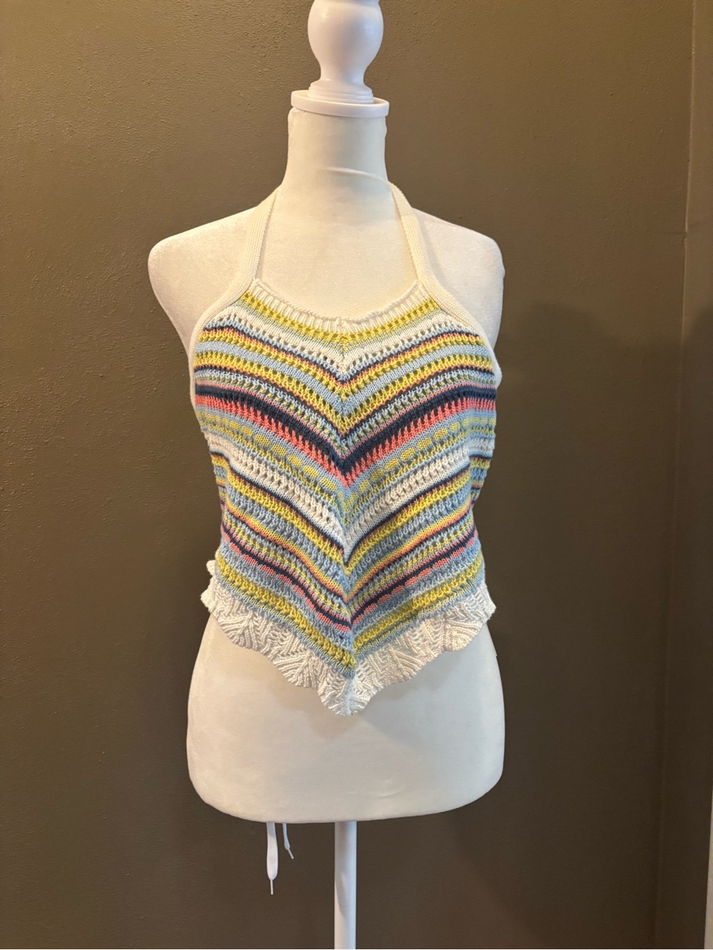 Knit Striped Halter Tank Top in  Multi